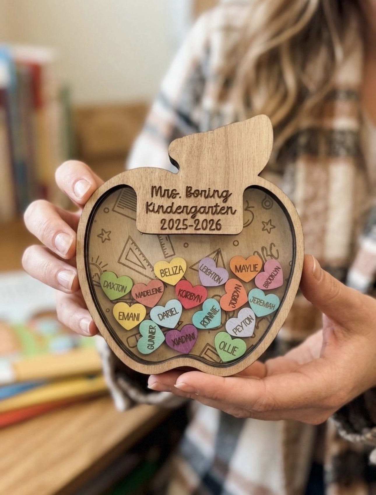 Laura's handmade wooden teacher appreciation gift — the first type of product made for Branch and Blooms Co.