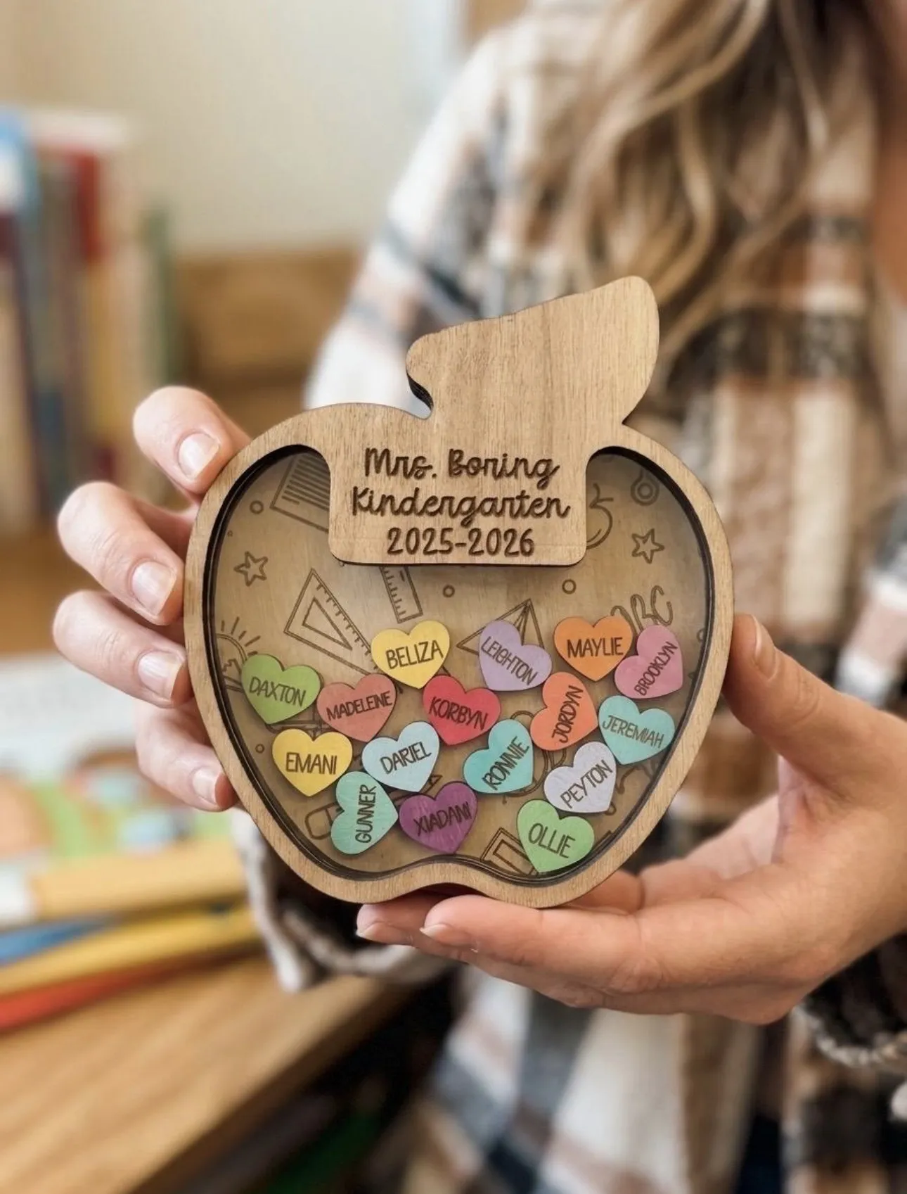 Teacher Appreciation collection - Custom engraved teacher apple shaker wooden gift
